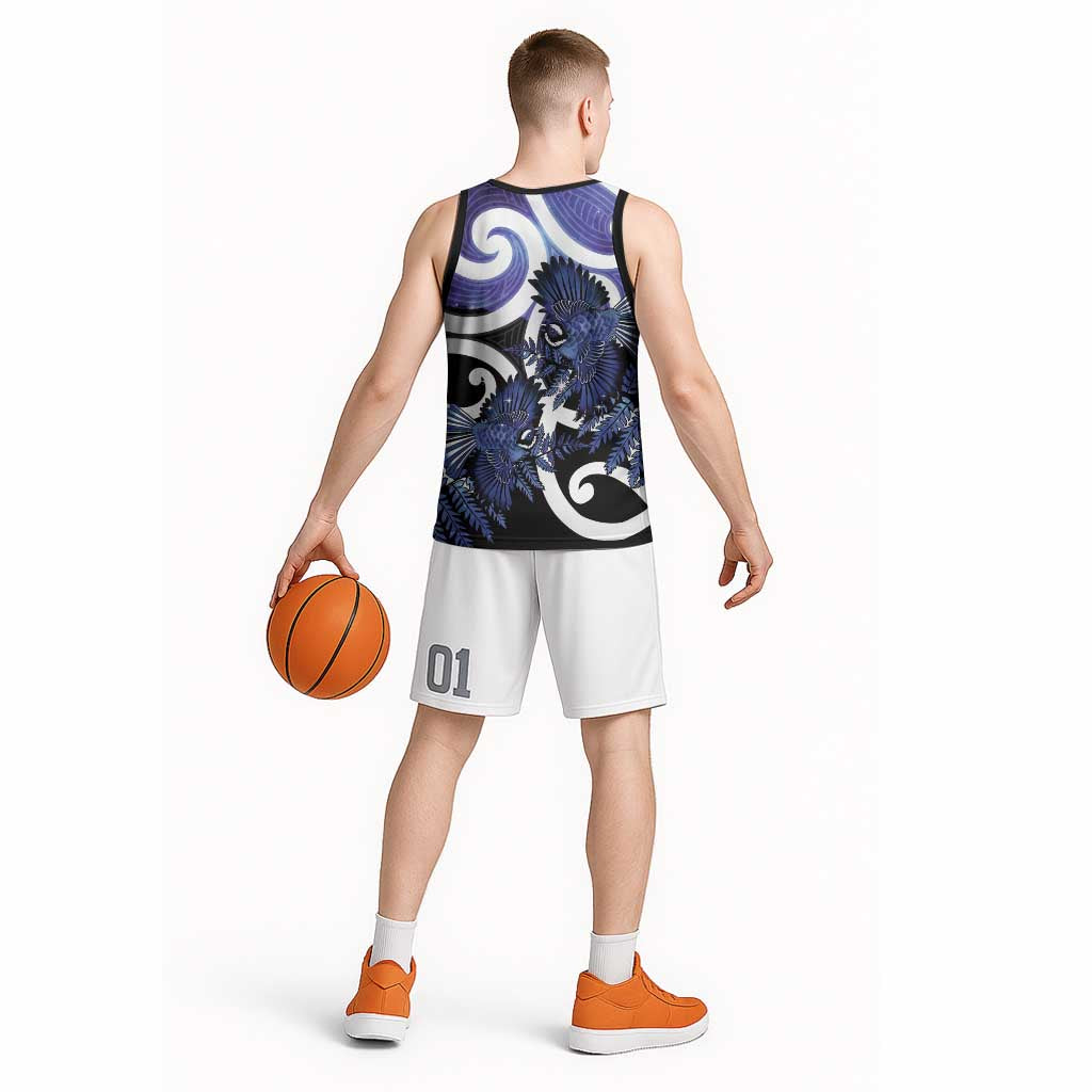 Piwakawaka New Zealand Matariki Basketball Jersey Maori New Year Silver Fern Purple Galaxy LT14 - Polynesian Pride