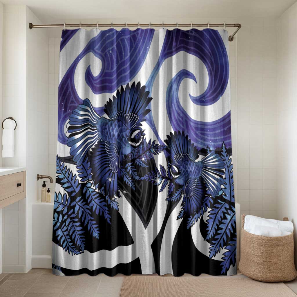 Piwakawaka New Zealand Matariki Bathroom Set Maori New Year Silver Fern Purple Galaxy