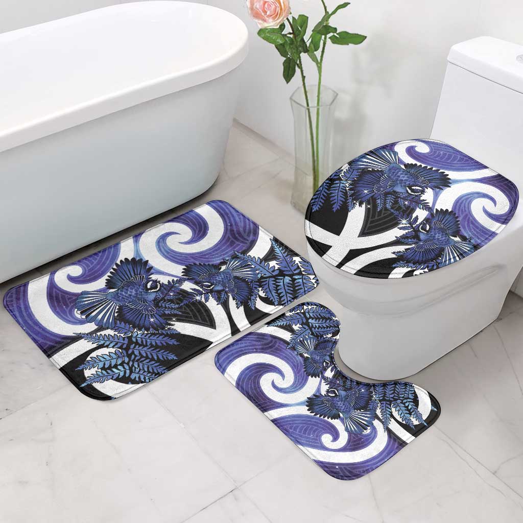 Piwakawaka New Zealand Matariki Bathroom Set Maori New Year Silver Fern Purple Galaxy