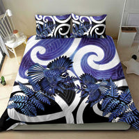 Piwakawaka New Zealand Matariki Bedding Set Maori New Year Silver Fern Purple Galaxy