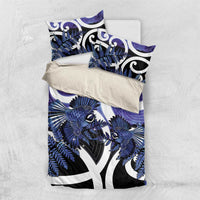 Piwakawaka New Zealand Matariki Bedding Set Maori New Year Silver Fern Purple Galaxy