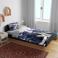 Piwakawaka New Zealand Matariki Bedding Set Maori New Year Silver Fern Purple Galaxy
