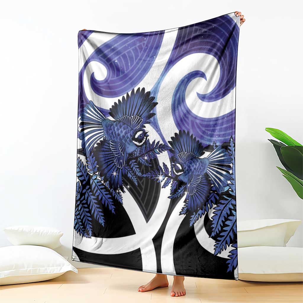 Piwakawaka New Zealand Matariki Blanket Maori New Year Silver Fern Purple Galaxy