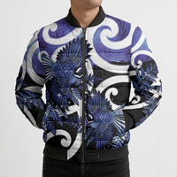 Piwakawaka New Zealand Matariki Bomber Puffer Jacket Maori New Year Silver Fern Purple Galaxy