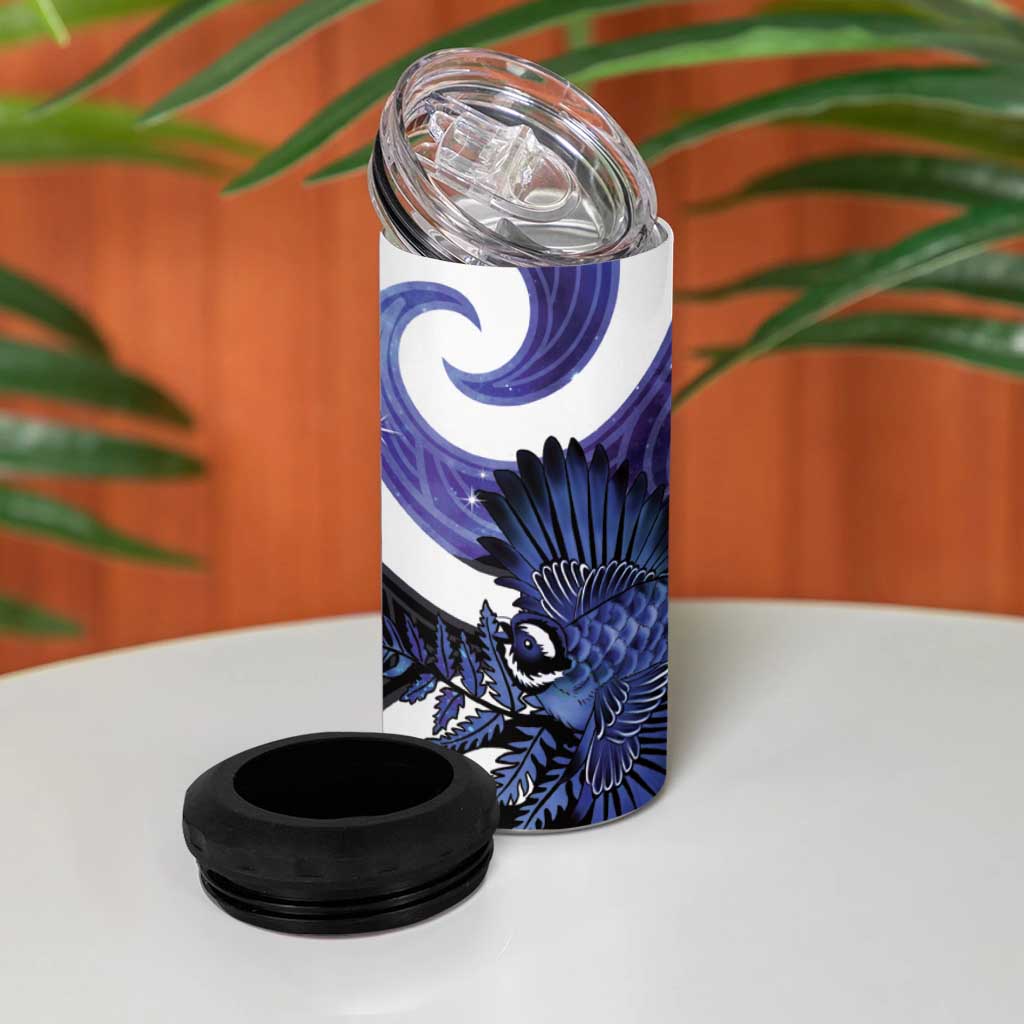 Piwakawaka New Zealand Matariki 4 in 1 Can Cooler Tumbler Maori New Year Silver Fern Purple Galaxy LT14 - Polynesian Pride