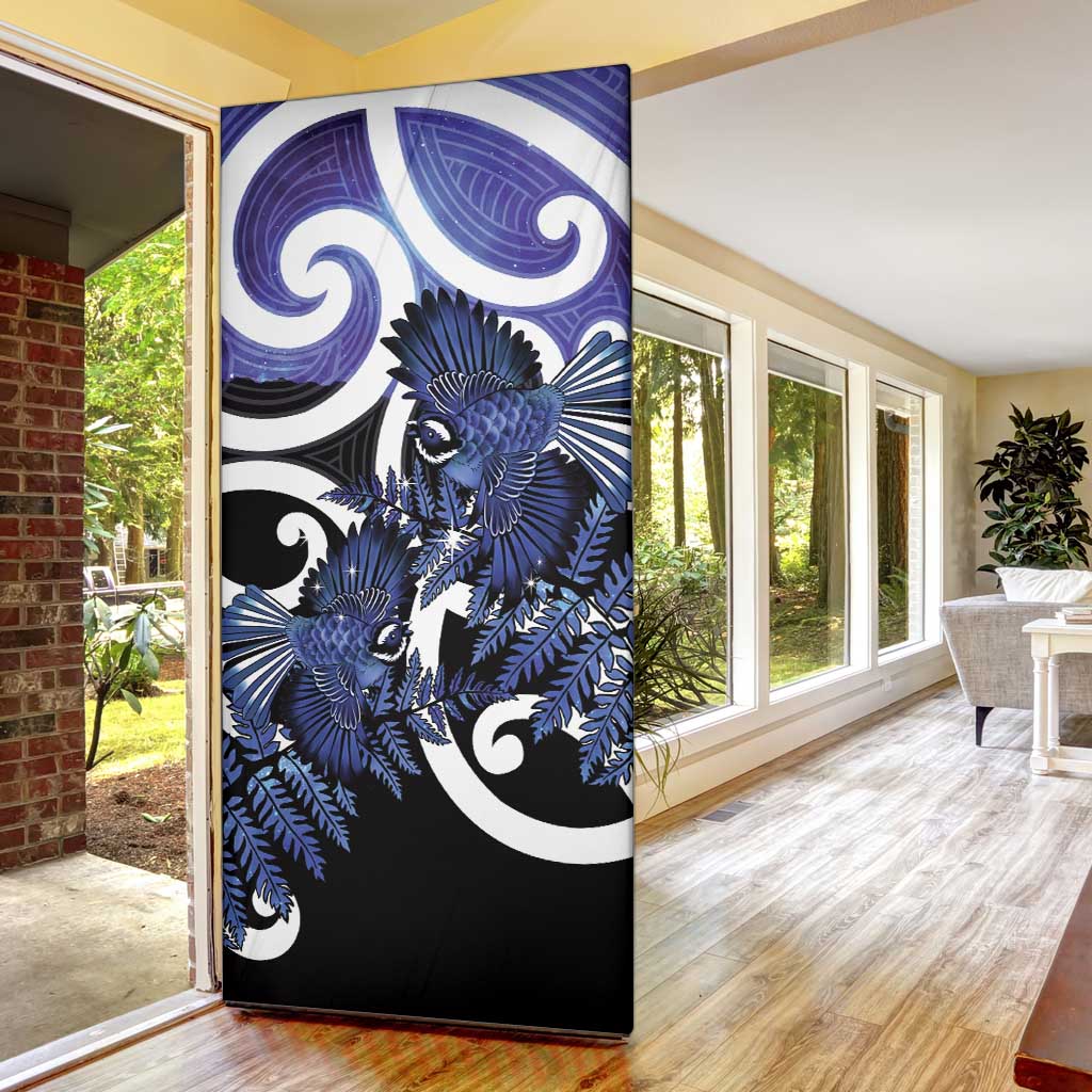 Piwakawaka New Zealand Matariki Door Cover Maori New Year Silver Fern Purple Galaxy LT14 - Polynesian Pride