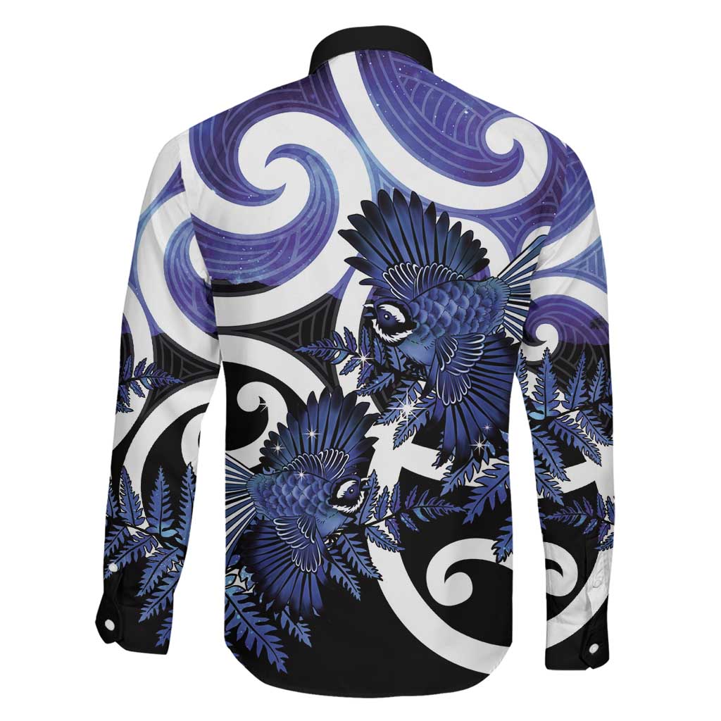 Piwakawaka New Zealand Matariki Family Matching Summer Maxi Dress and Hawaiian Shirt Maori New Year Silver Fern Purple Galaxy LT14 - Polynesian Pride
