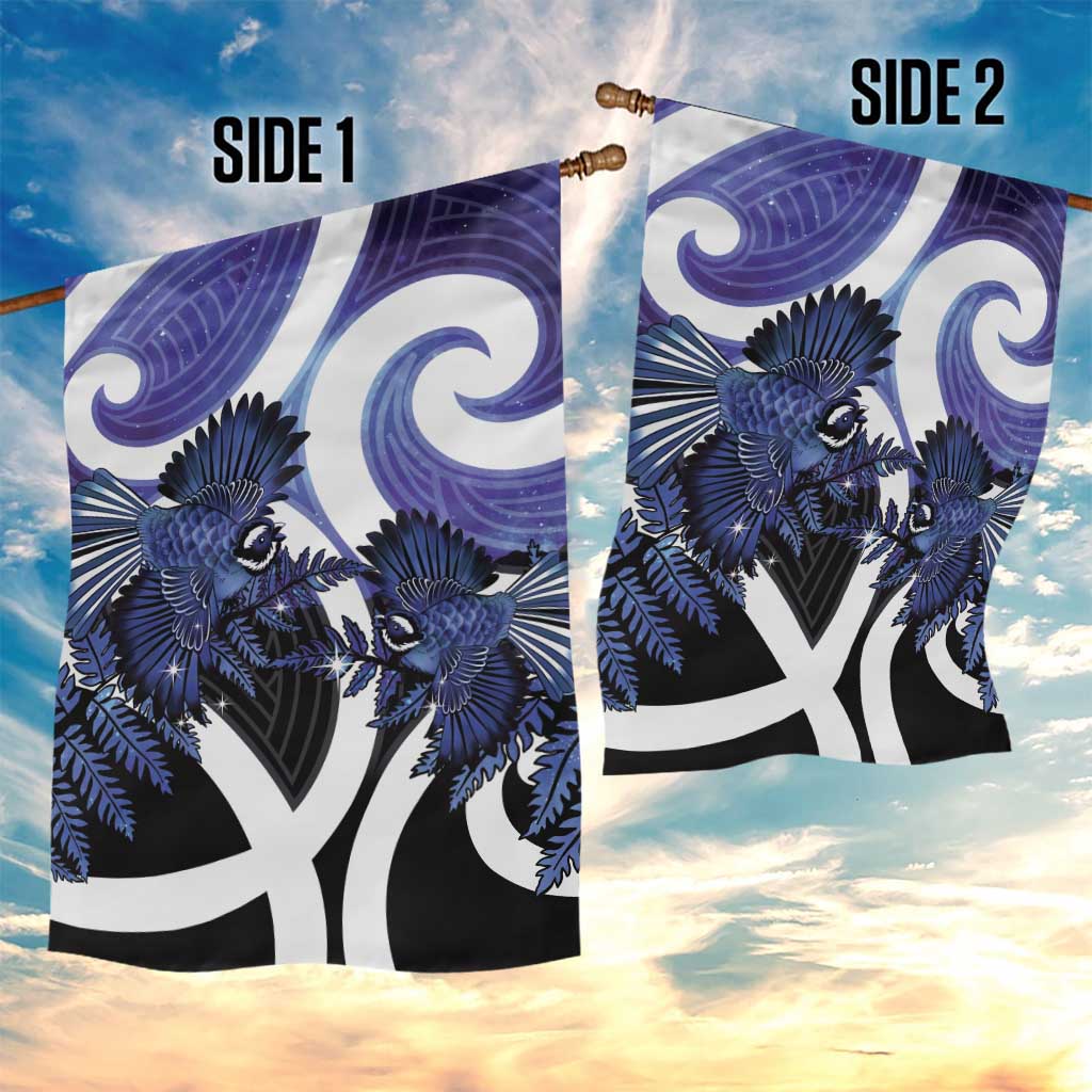 Piwakawaka New Zealand Matariki Garden Flag Maori New Year Silver Fern Purple Galaxy LT14 - Polynesian Pride