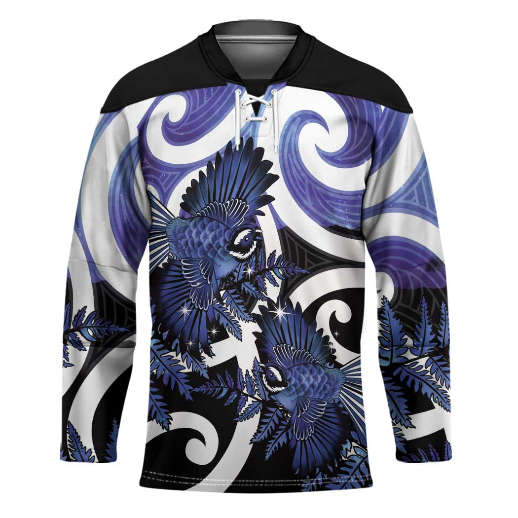 Piwakawaka New Zealand Matariki Hockey Jersey Maori New Year Silver Fern Purple Galaxy