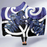 Piwakawaka New Zealand Matariki Hooded Blanket Maori New Year Silver Fern Purple Galaxy LT14 One Size Purple - Polynesian Pride