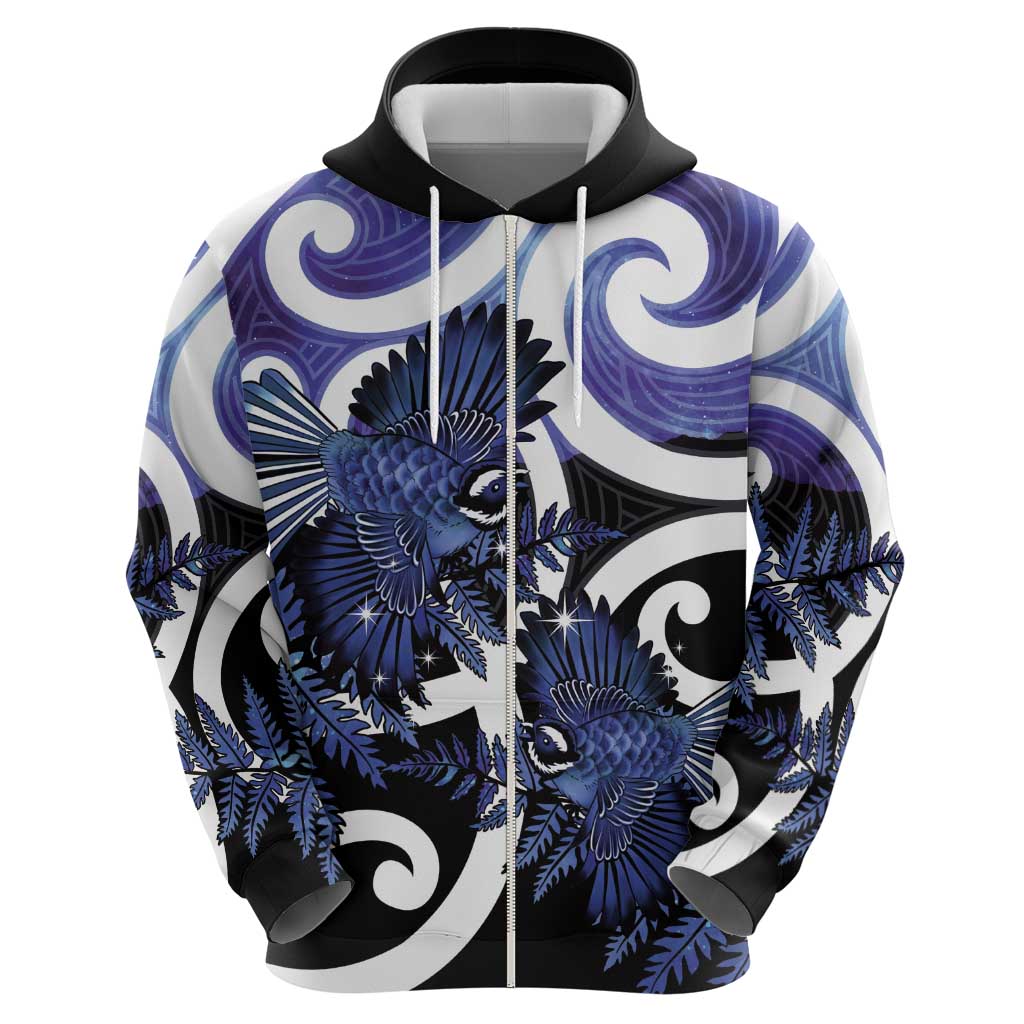 Piwakawaka New Zealand Matariki Hoodie Maori New Year Silver Fern Purple Galaxy LT14 - Polynesian Pride