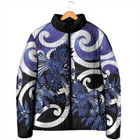 Piwakawaka New Zealand Matariki Padded Jacket Maori New Year Silver Fern Purple Galaxy