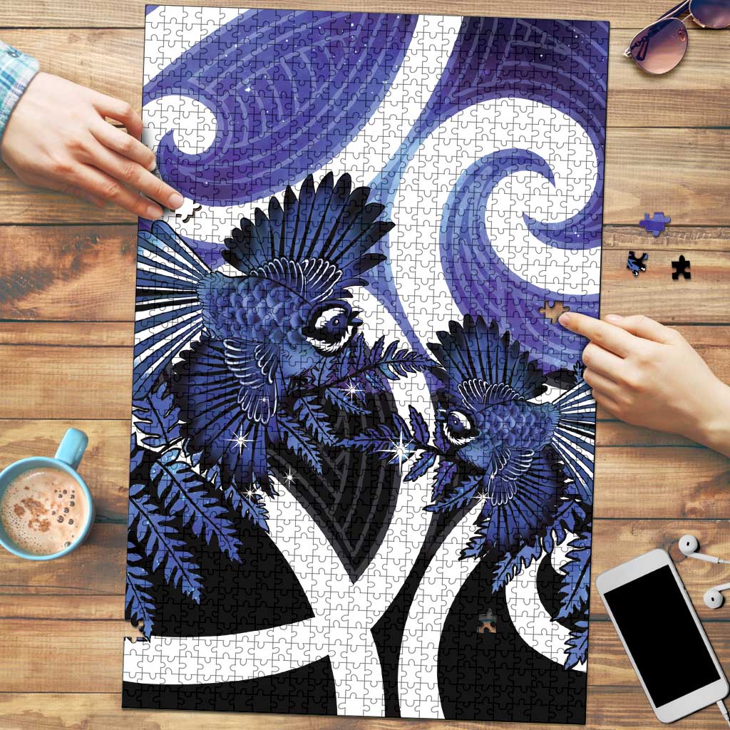 Piwakawaka New Zealand Matariki Puzzle Maori New Year Silver Fern Purple Galaxy