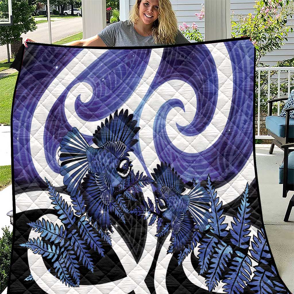 Piwakawaka New Zealand Matariki Quilt Maori New Year Silver Fern Purple Galaxy