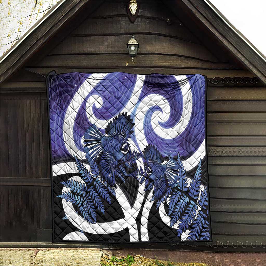 Piwakawaka New Zealand Matariki Quilt Maori New Year Silver Fern Purple Galaxy LT14 - Polynesian Pride