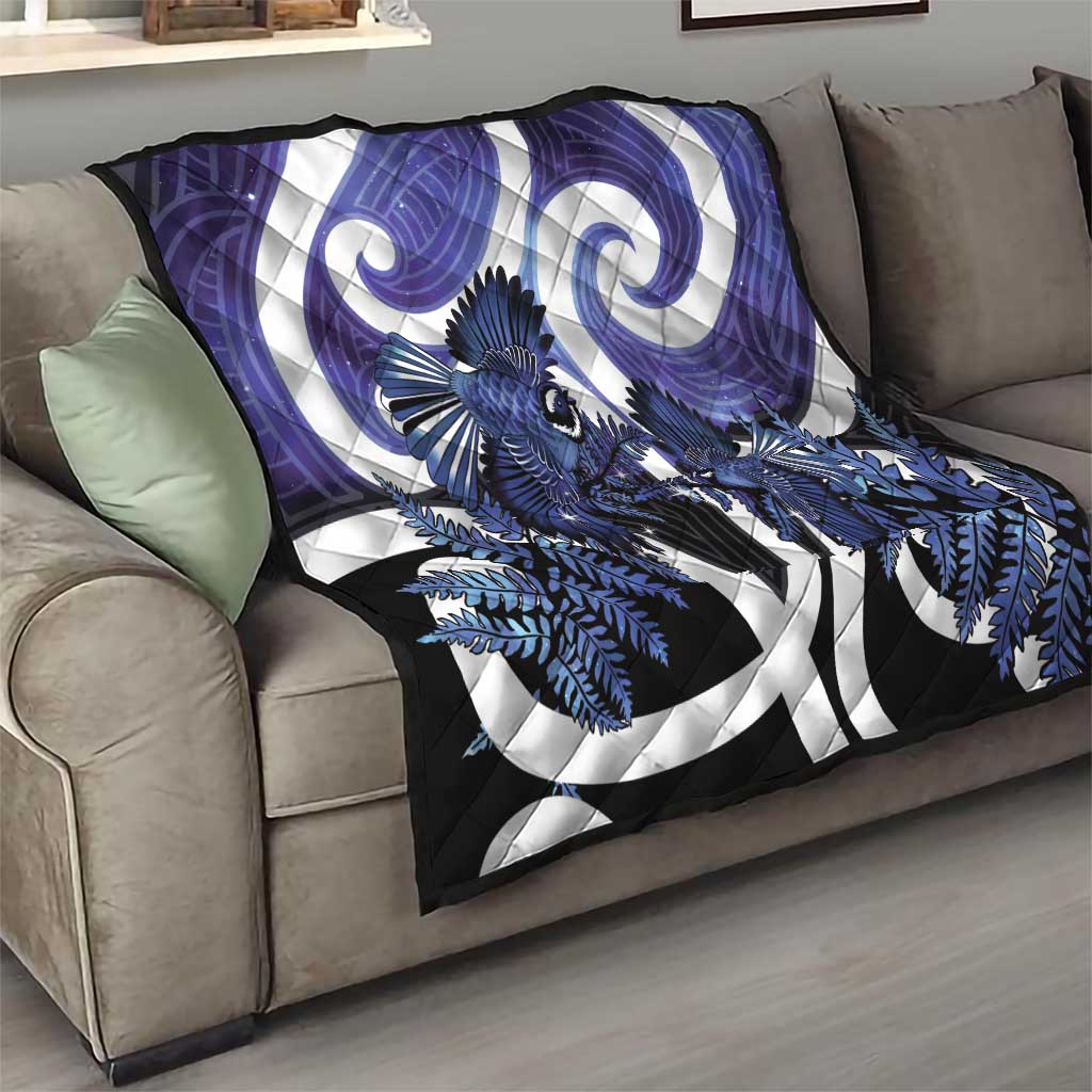 Piwakawaka New Zealand Matariki Quilt Maori New Year Silver Fern Purple Galaxy LT14 - Polynesian Pride