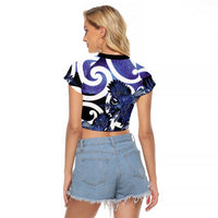 Piwakawaka New Zealand Matariki Raglan Cropped T Shirt Maori New Year Silver Fern Purple Galaxy LT14 - Polynesian Pride