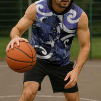 Piwakawaka New Zealand Matariki Sleeveless Hoodie Maori New Year Silver Fern Purple Galaxy LT14 - Polynesian Pride
