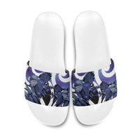 Piwakawaka New Zealand Matariki Slide Sandals Maori New Year Silver Fern Purple Galaxy LT14 Purple - Polynesian Pride