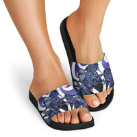 Piwakawaka New Zealand Matariki Slide Sandals Maori New Year Silver Fern Purple Galaxy LT14 - Polynesian Pride