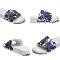 Piwakawaka New Zealand Matariki Slide Sandals Maori New Year Silver Fern Purple Galaxy LT14 - Polynesian Pride