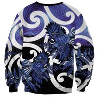 Piwakawaka New Zealand Matariki Sweatshirt Maori New Year Silver Fern Purple Galaxy