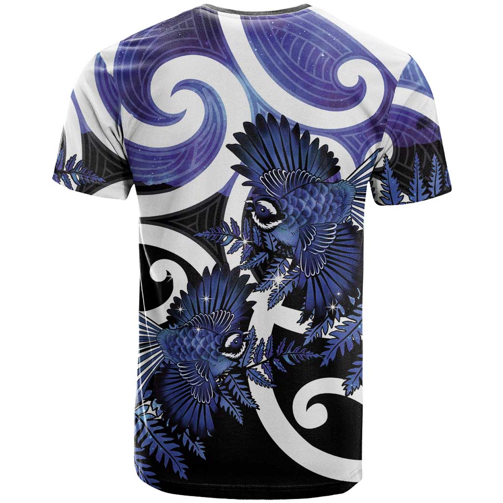 Piwakawaka New Zealand Matariki T Shirt Maori New Year Silver Fern Purple Galaxy LT14 - Polynesian Pride