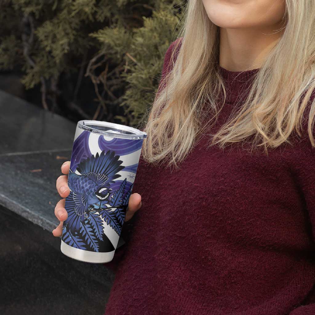 Piwakawaka New Zealand Matariki Tumbler Cup Maori New Year Silver Fern Purple Galaxy LT14 - Polynesian Pride