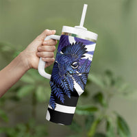 Piwakawaka New Zealand Matariki Tumbler With Handle Maori New Year Silver Fern Purple Galaxy LT14 - Polynesian Pride