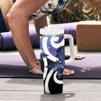 Piwakawaka New Zealand Matariki Tumbler With Handle Maori New Year Silver Fern Purple Galaxy LT14 - Polynesian Pride