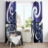 Piwakawaka New Zealand Matariki Window Curtain Maori New Year Silver Fern Purple Galaxy LT14 - Polynesian Pride