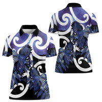 Piwakawaka New Zealand Matariki Women Polo Shirt Maori New Year Silver Fern Purple Galaxy LT14 - Polynesian Pride