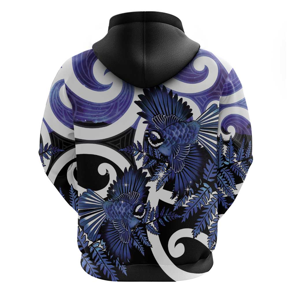 Piwakawaka New Zealand Matariki Zip Hoodie Maori New Year Silver Fern Purple Galaxy LT14 - Polynesian Pride