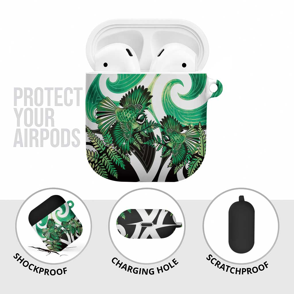 Piwakawaka New Zealand Matariki AirPods Case Maori New Year Silver Fern Green Galaxy LT14 - Polynesian Pride