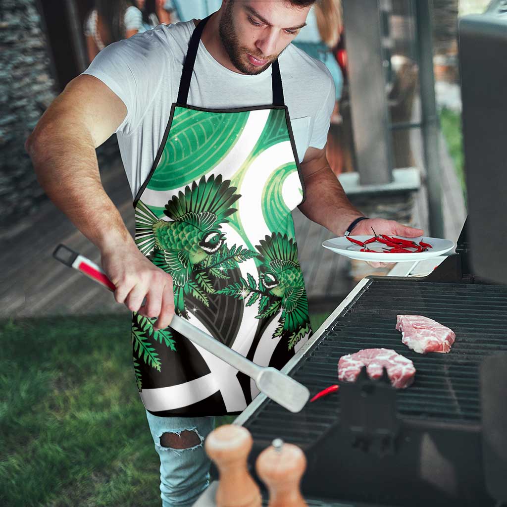 Piwakawaka New Zealand Matariki Apron Maori New Year Silver Fern Green Galaxy