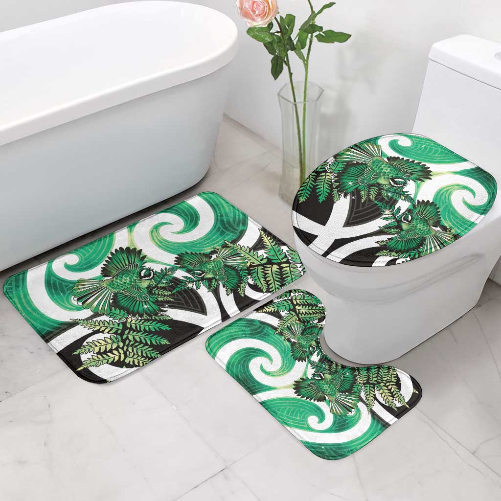 Piwakawaka New Zealand Matariki Bathroom Set Maori New Year Silver Fern Green Galaxy