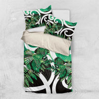 Piwakawaka New Zealand Matariki Bedding Set Maori New Year Silver Fern Green Galaxy