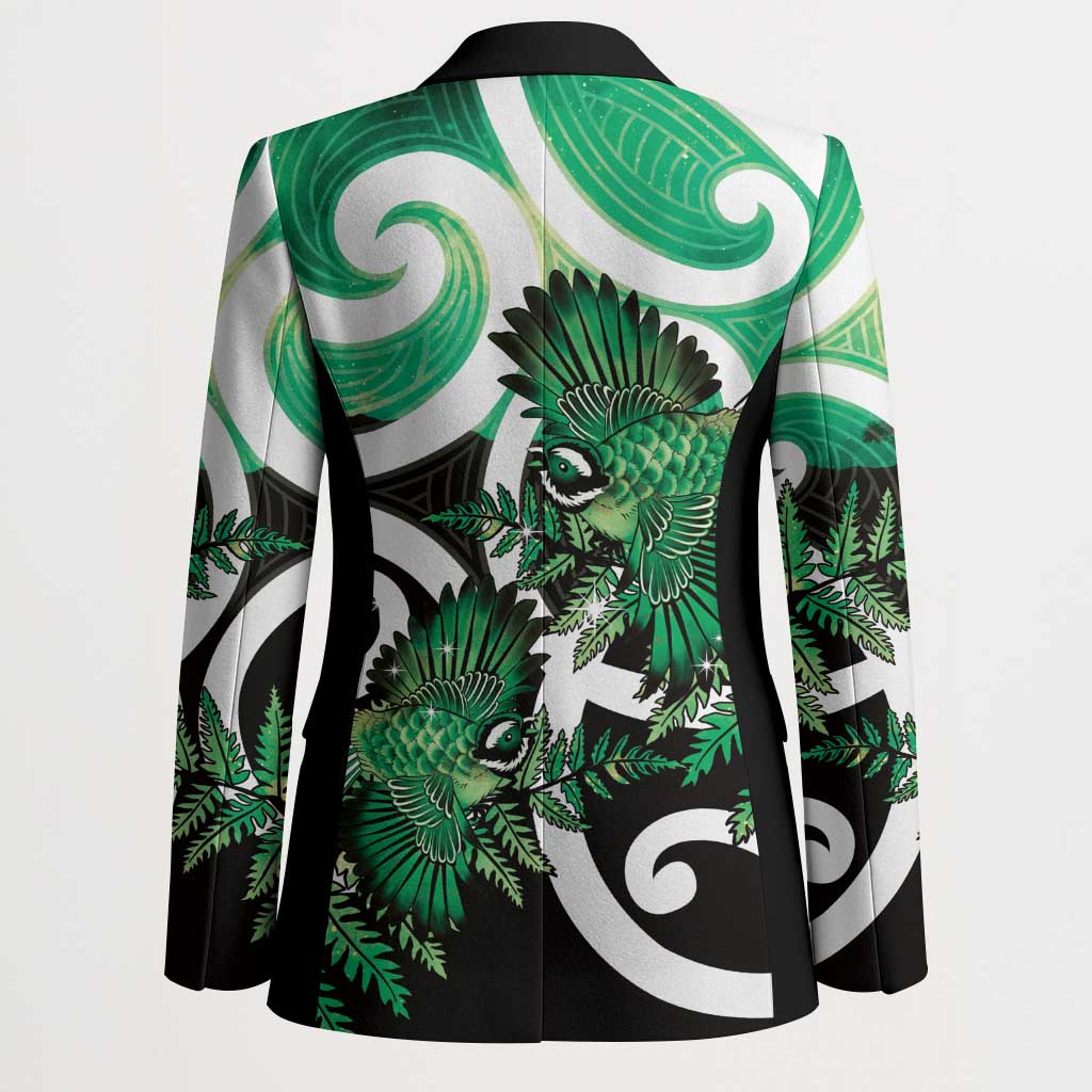 Piwakawaka New Zealand Matariki Blazer Maori New Year Silver Fern Green Galaxy