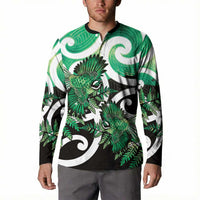 Piwakawaka New Zealand Matariki Button Sweatshirt Maori New Year Silver Fern Green Galaxy