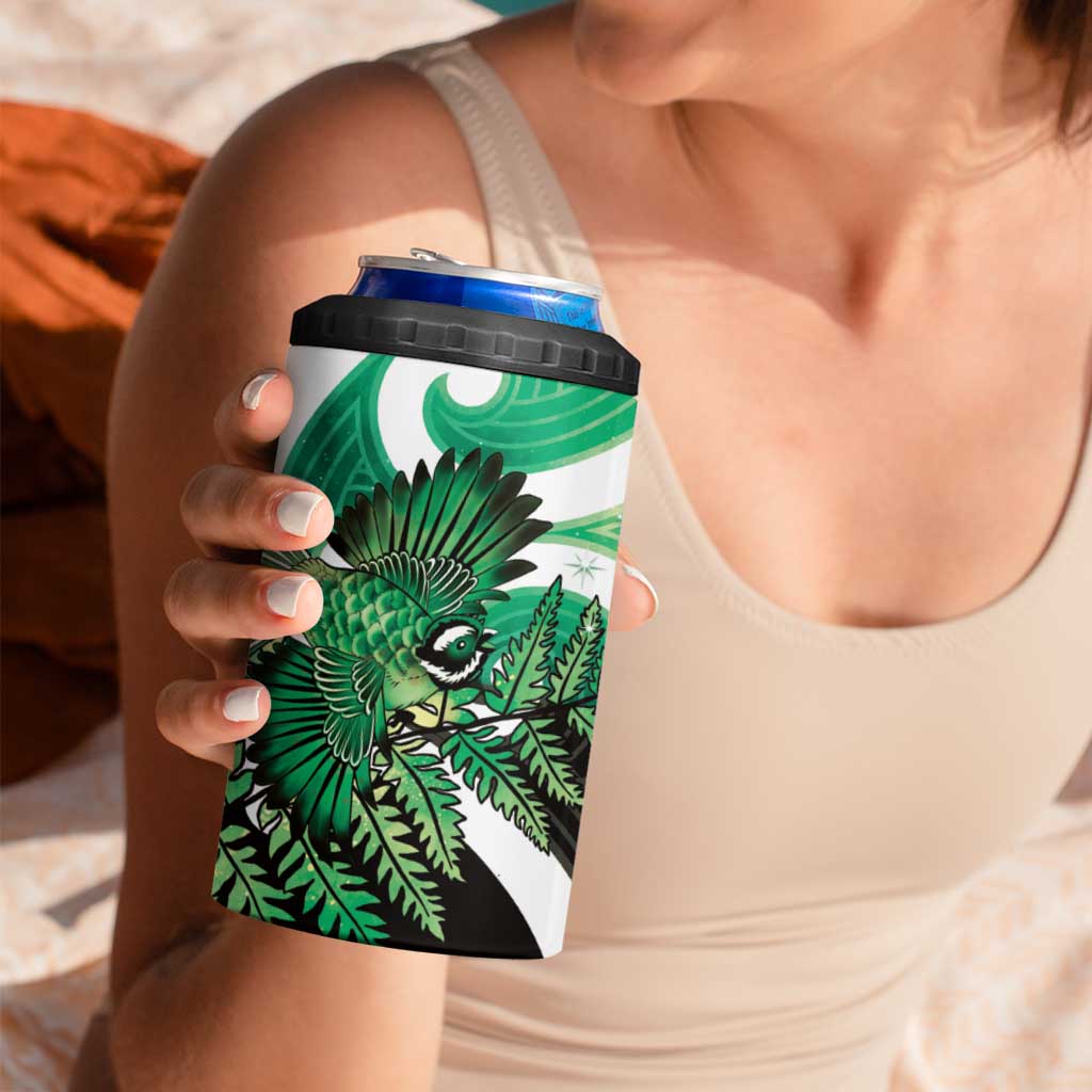Piwakawaka New Zealand Matariki 4 in 1 Can Cooler Tumbler Maori New Year Silver Fern Green Galaxy LT14 - Polynesian Pride