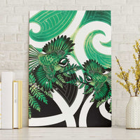 Piwakawaka New Zealand Matariki Canvas Wall Art Maori New Year Silver Fern Green Galaxy