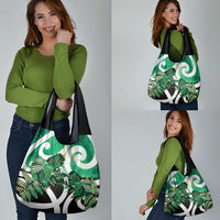 Piwakawaka New Zealand Matariki Grocery Bag Maori New Year Silver Fern Green Galaxy LT14 - Polynesian Pride