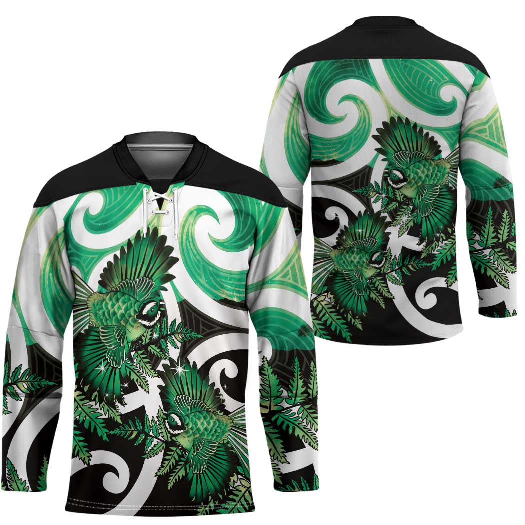 Piwakawaka New Zealand Matariki Hockey Jersey Maori New Year Silver Fern Green Galaxy LT14 - Polynesian Pride