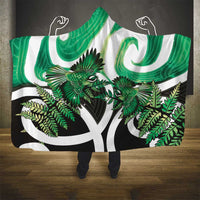 Piwakawaka New Zealand Matariki Hooded Blanket Maori New Year Silver Fern Green Galaxy LT14 - Polynesian Pride