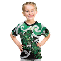 Piwakawaka New Zealand Matariki Kid T Shirt Maori New Year Silver Fern Green Galaxy LT14 Green - Polynesian Pride