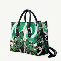 Piwakawaka New Zealand Matariki Leather Bag Maori New Year Silver Fern Green Galaxy