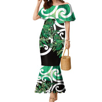 Piwakawaka New Zealand Matariki Mermaid Dress Maori New Year Silver Fern Green Galaxy LT14 Women Green - Polynesian Pride