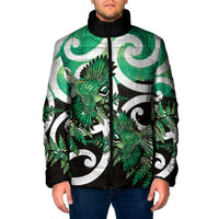 Piwakawaka New Zealand Matariki Padded Jacket Maori New Year Silver Fern Green Galaxy LT14 Men Green - Polynesian Pride