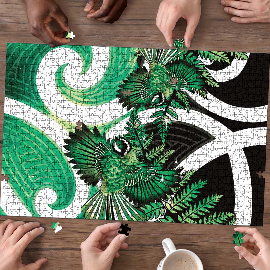 Piwakawaka New Zealand Matariki Puzzle Maori New Year Silver Fern Green Galaxy