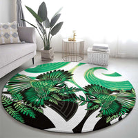 Piwakawaka New Zealand Matariki Round Carpet Maori New Year Silver Fern Green Galaxy